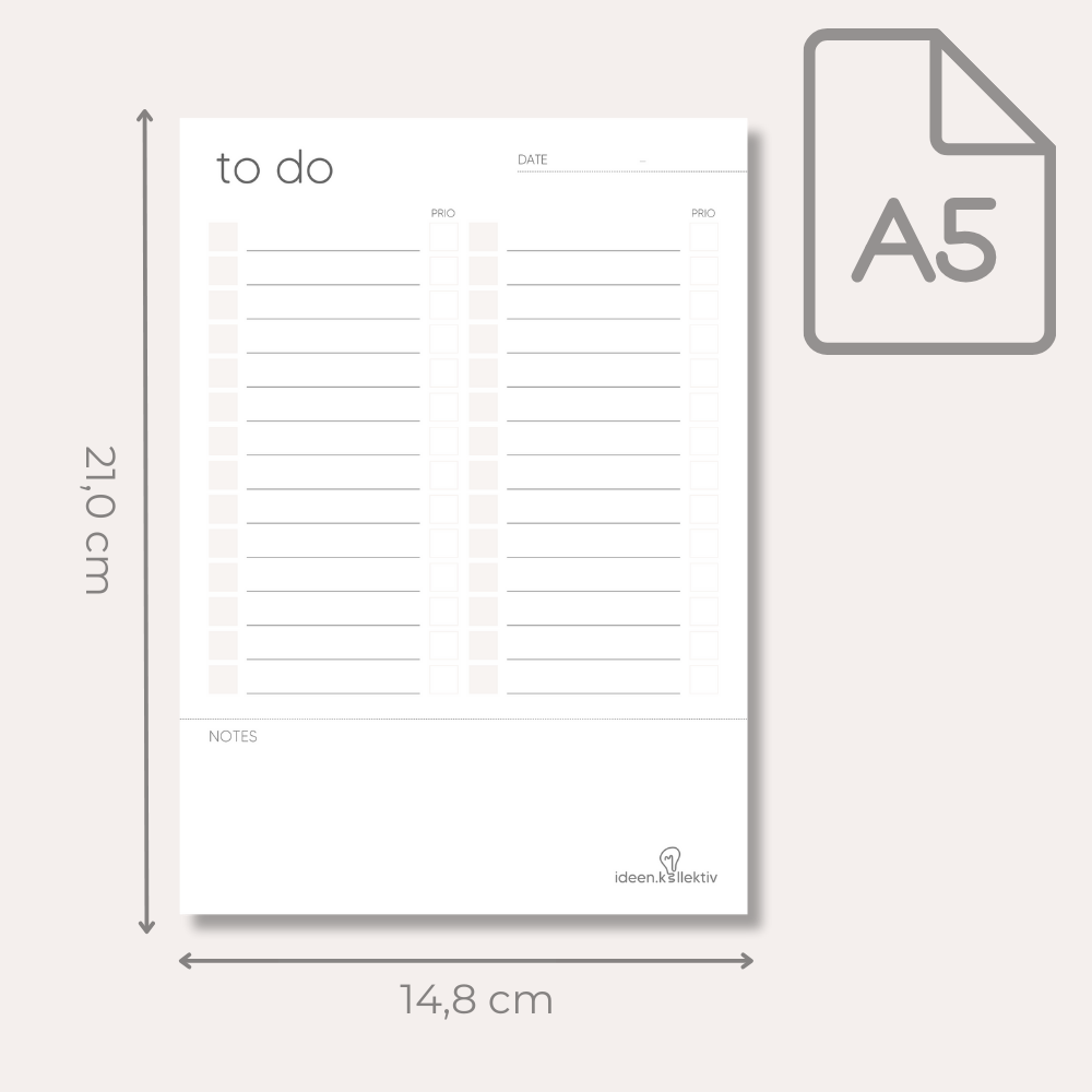 To-do list - without schedule (100 sheets, A5)
