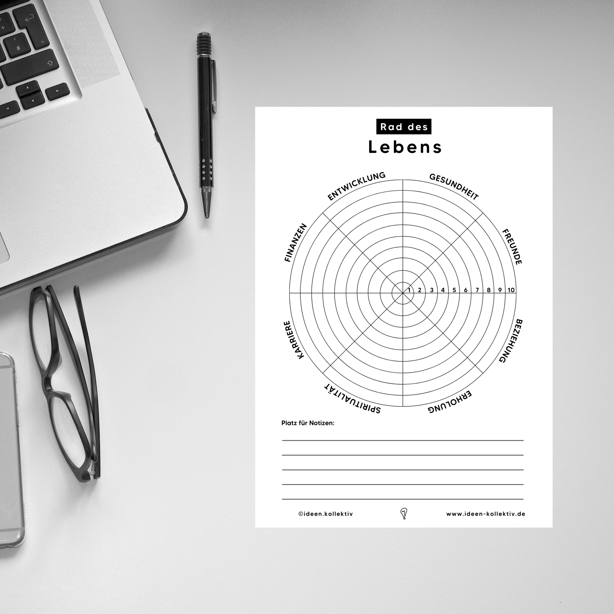 Wheel of Life - 50 hojas de bloc de entrenamiento A4